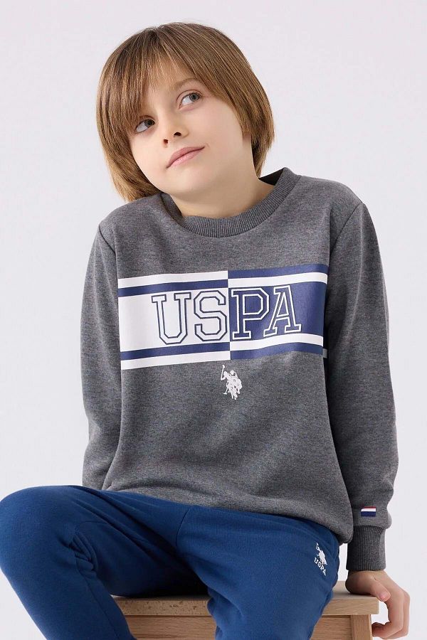 U.S. Polo Assn. Sweatsuit set Gray Fitted Trendyol