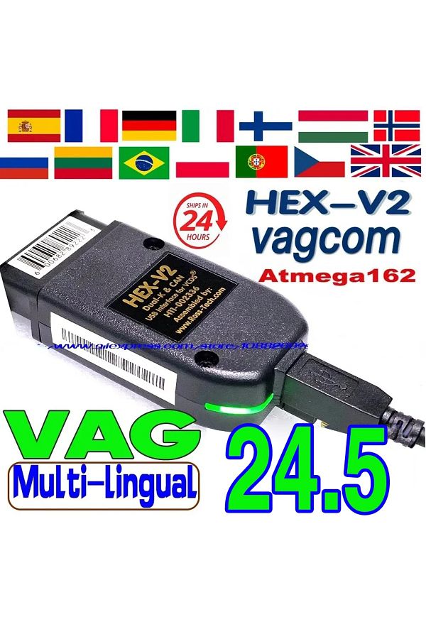 Choice-2024 VCDS VAGCOM Interface VCDSCAN HEX V2 Update 24.5 FOR VW For AUDI Skoda Seat Multi-Language C... 1