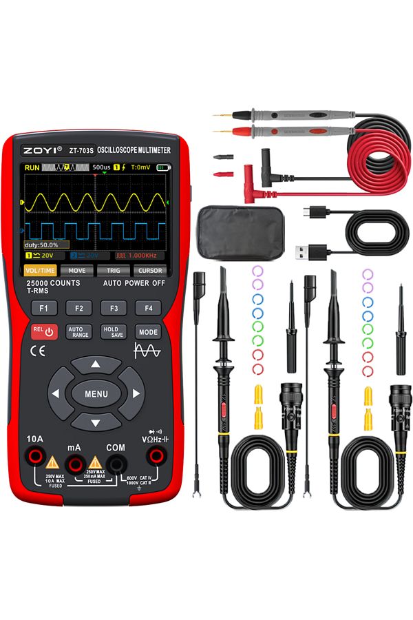 ZOYI-Zt-703s-two Probes Zt-703s 3 In 1 Oscilloscope Multimeter 25000 Counts Dual Channel 50mhz Bandwidth 1