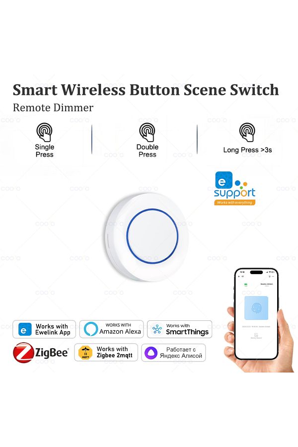 coolo-مفتاح Ewelink Smart Zigbee 3.0 مفتاح الضغط على زر المنزل الذكي اللاسلكي مفتاح التشغيل والإيقاف للتحكم عن بعد... 1