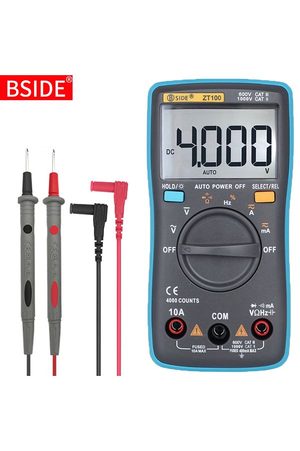 BSIDE-Zt100 Digital Multimeter Zt100 4000 Counts Dc/ac Voltage Current Capacitance Hz Diode Ohm Tester Amm 1