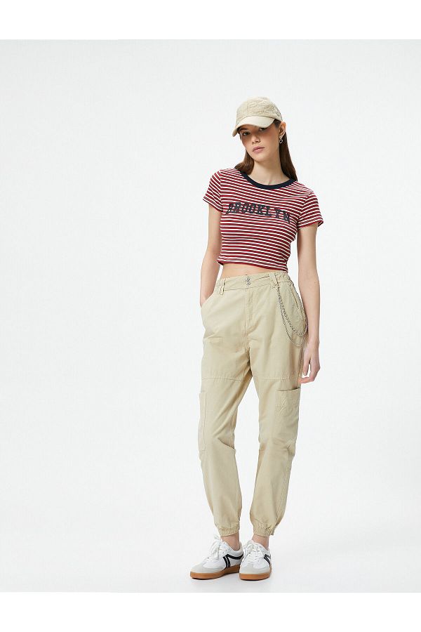 Koton-Cargo Jogger Pants Chain Detailed High Waist Cotton 1