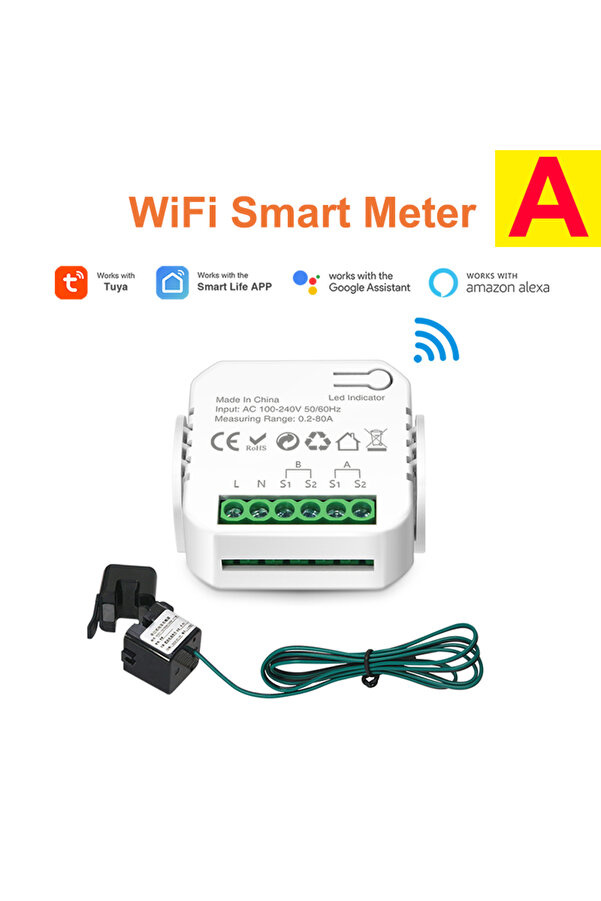 Choice-Tuya WiFi Digital Energy Smart Meter Dual Channel 80A Current Transformer Solar PV System Power P... 1