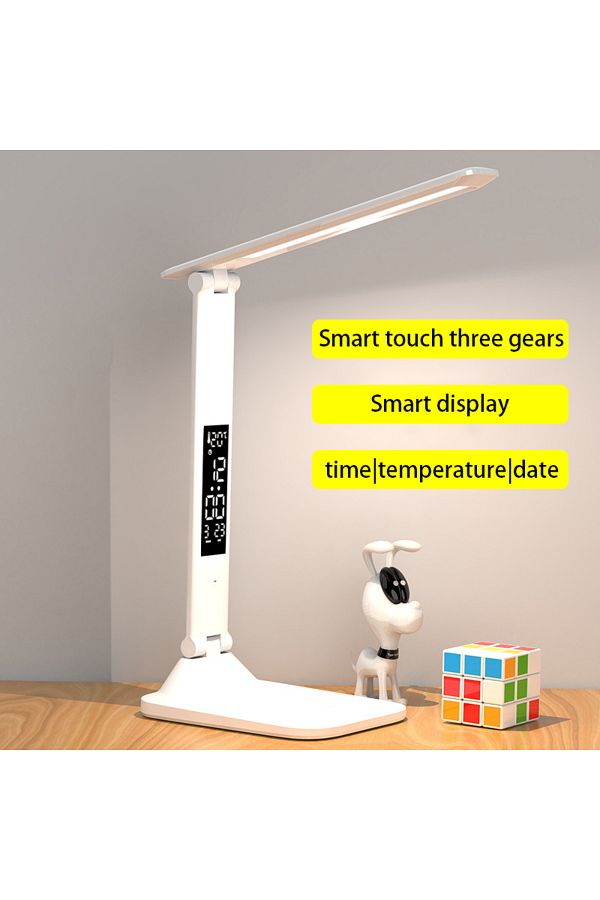 Choice-Foldable LED Table Lamp Reading Eye Protection 3 Color Stepless Dimmable Time Date Temperature US... 1
