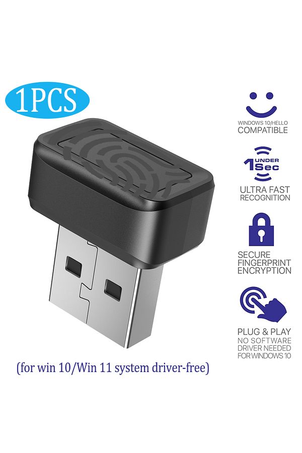 Choice-USB Fingerprint Key Reader Password Free Security Key For Windows 10/11 Hello Biometric Scanner P... 1