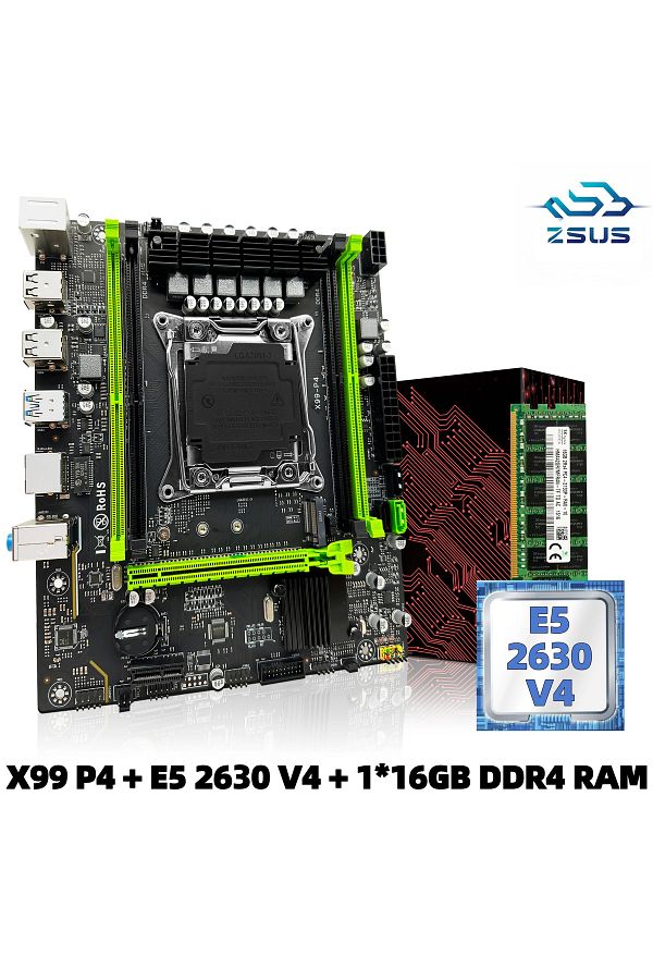 ZSUS-X99 P4 Motherboard Set Kit With Intel LGA2011-3 Xeon E5 2630 V4 CPU DDR4 16GB  (1*16GB) 2133... 1