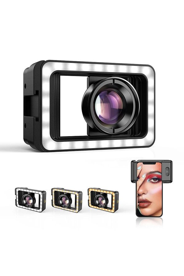 APEXEL-New Upgrated 4k HD 100mm Macro Lens With LED Fill Light Universal Clamp Micro Lenses for i... 1