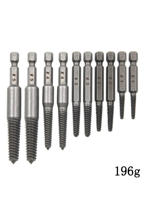 DUTRIEUX-1set 10pc Hexagonal Shank Broken Head Screw Extractor Screw Broken Head Screwdriver For Taking Out E 1