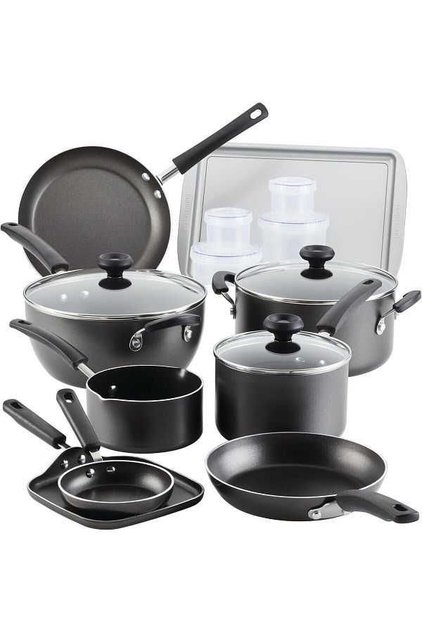 Farberware-Cookstart Pots and Pans Set 20-Piece | Nonstick Cookware Set - Gray 1