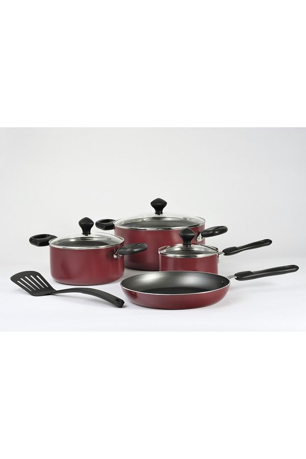 Prestige-8 Piece Non-Stick Cast Aluminium Cookware sets | Induction Base Cookins Set - Red 1