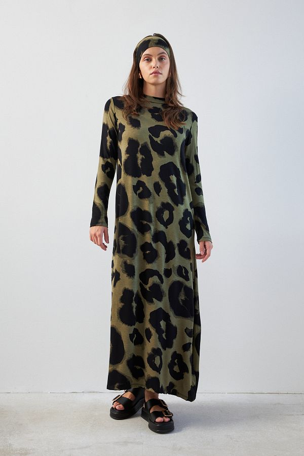 Half leopard half black dress cheap