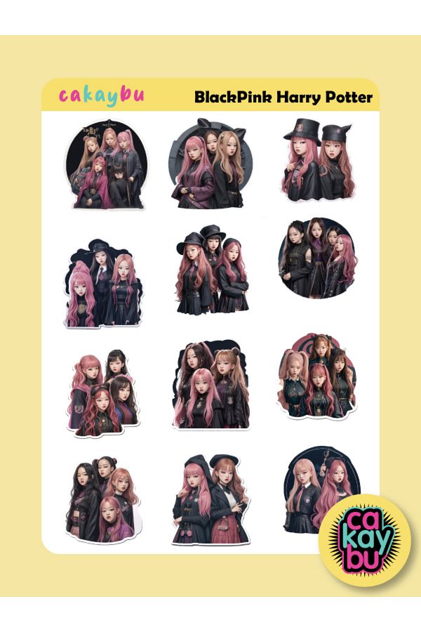 cakaybu-BlackPink Harry Potter Theme Sticker Set A4 Size 1 Sheet Custom illustration Design 1