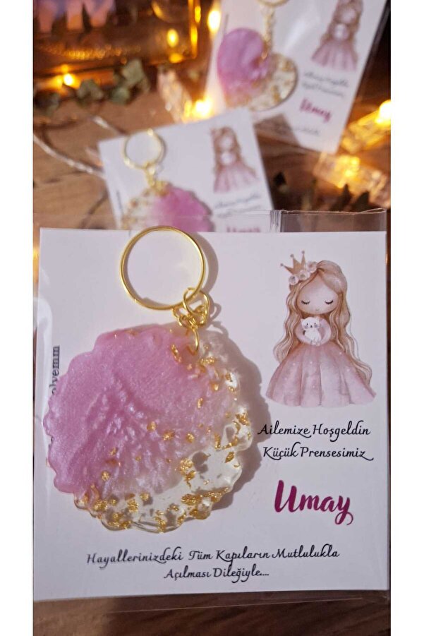 SevgiliAtolyemm KÜÇÜK PRENSESİMİZ TEMALI KARTLI ANAHTARLIK  YENİDOĞAN HEDİYELİK DOĞUM GÜNÜ BABYSHOWER 10 ADET