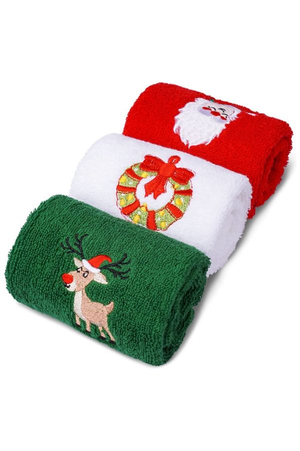 Choice 3pcs Cotton Christmas Towels Merry Christmas Santa Claus Hand Towels 32x45cm Absorbent Hand Bath Trendyol