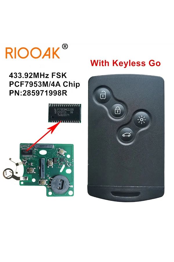 Choice-285971998R PCF7953M 4A Chip 433 MHZ Keyless Smart Key For Renault Clio IV Captur 2009 2010 2011 2... 1