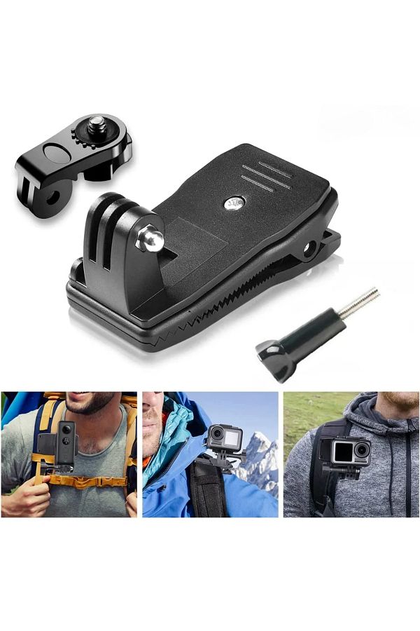 Choice Action Camera Clip For GoPro Hero 12 11 10 9 8 7 Backpack Clamp Mount Surfing 360 Degree Rotary F. Trendyol