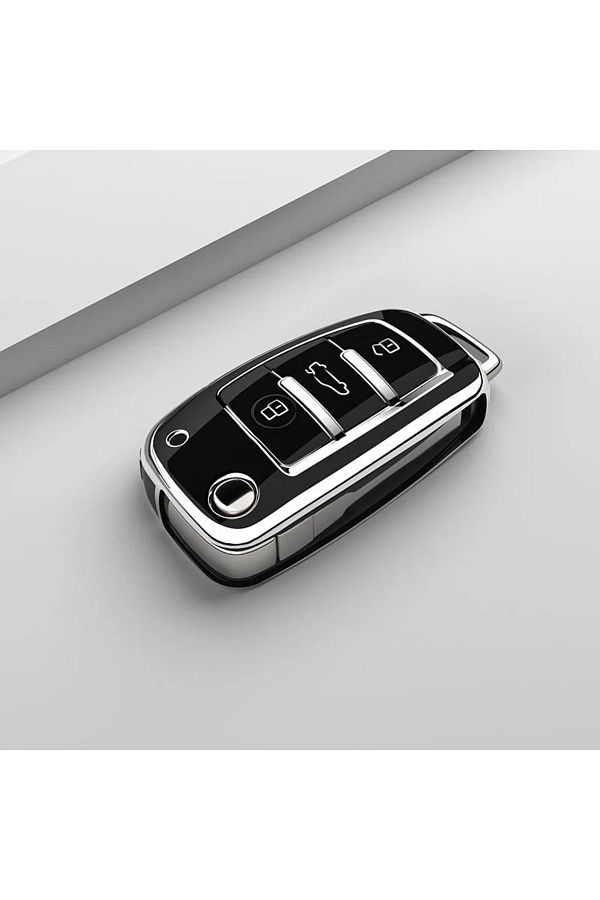 Choice-Black Tpu Car Flip Key Case Cover Shell Fob For Audi A3 8l 8p A4 B6 B7 B8 A6 C5 C6 4f Rs3 Q3 Q7 Tt 8 1