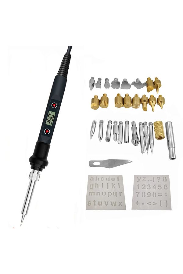 lefavor-80W Digital Soldering Iron Carving Pyrography Tool Wood Burning Embossing Soldering Pen Set Tempe... 1