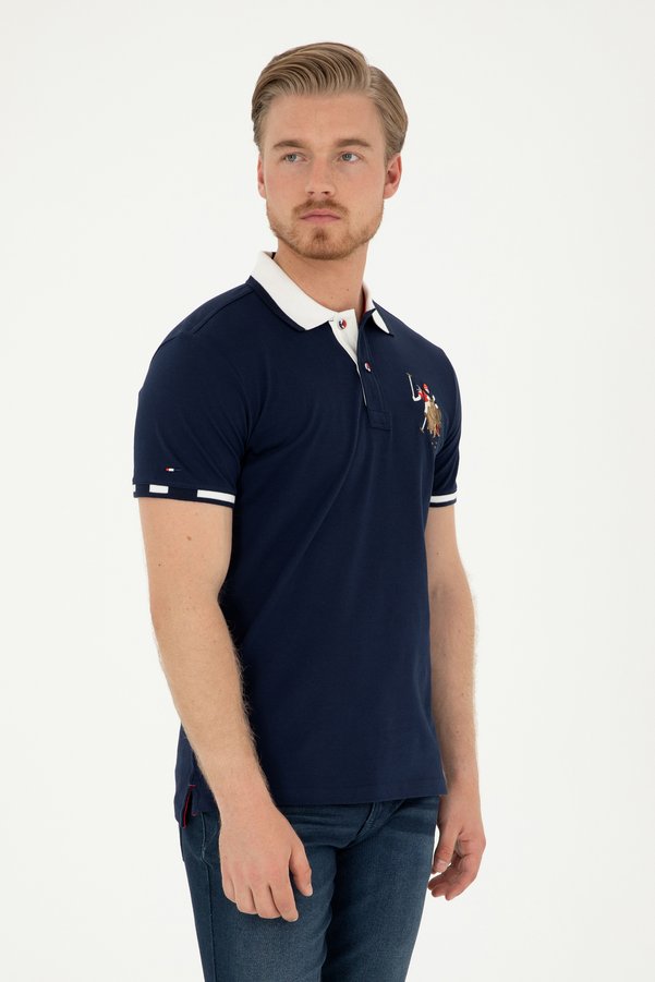 U.S. Polo Assn. Men's Slim Fit Polo Neck Navy Blue Basic T-Shirt 50279559-Vr033