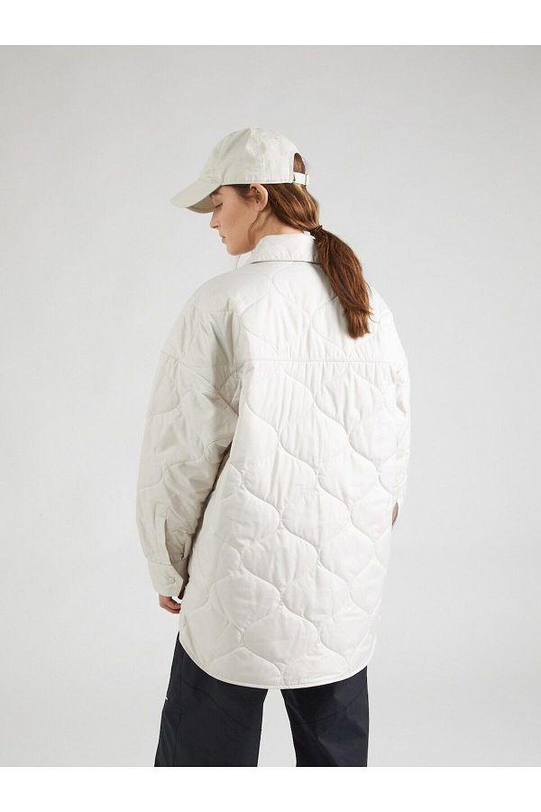 Nike Sportswear Essential Quilted Trench Full Snap Oversize Cream Women s Quilted Jacket Trendyol