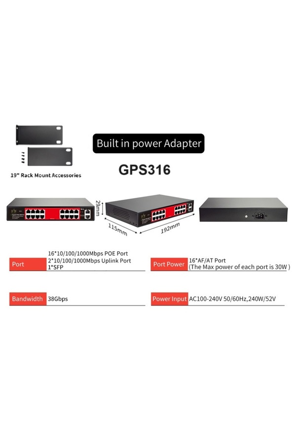Choice-STEAMEMO Cloud-managed POE Switch 4/8/16 Port 48V Active POE Desktop 100/1000Mbps SFP APP Control... 1