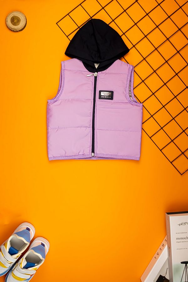 Yalçınoğlu-Lilac Hooded Children's Vest Age 1-5 1