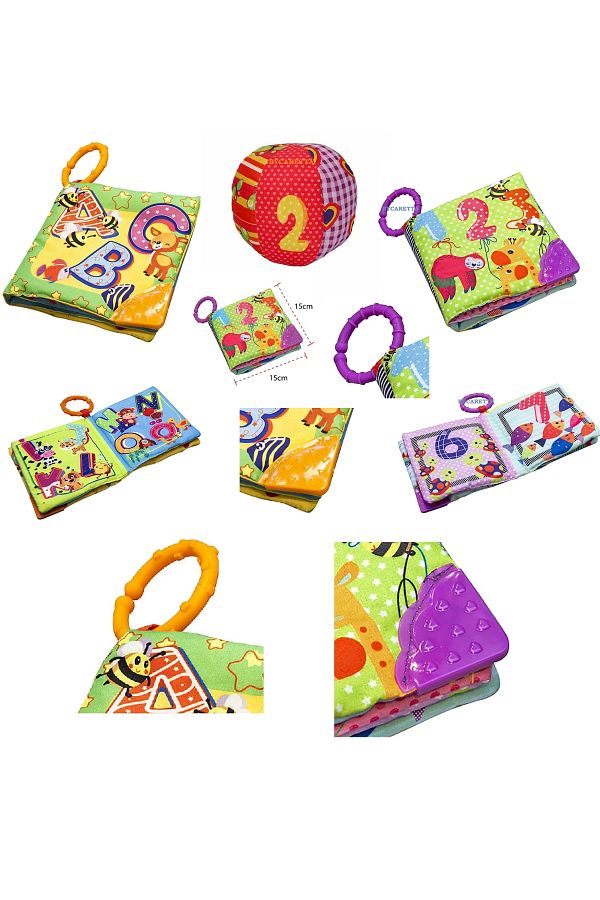 ByCaretta-Rustling Fabric Numbers And Rustling Fabric Letters Book Rattle Fabric Ball Educational Set 1