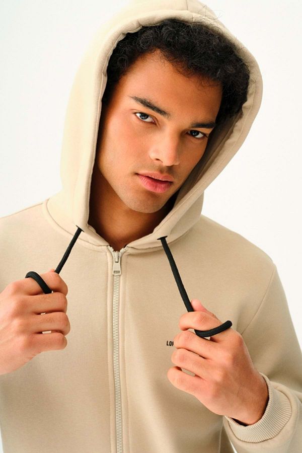 Loft-Lf 2034270   Stone Color Zippered Pulley Sweat - m St07804- Stone Color-M 1