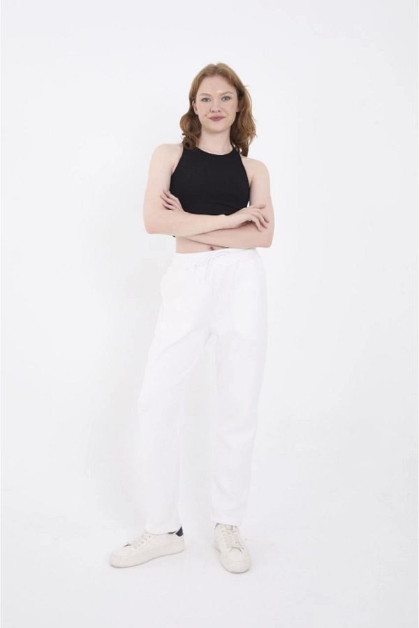 for example-White Unisex Basic Sweatpants - Three Thread 1