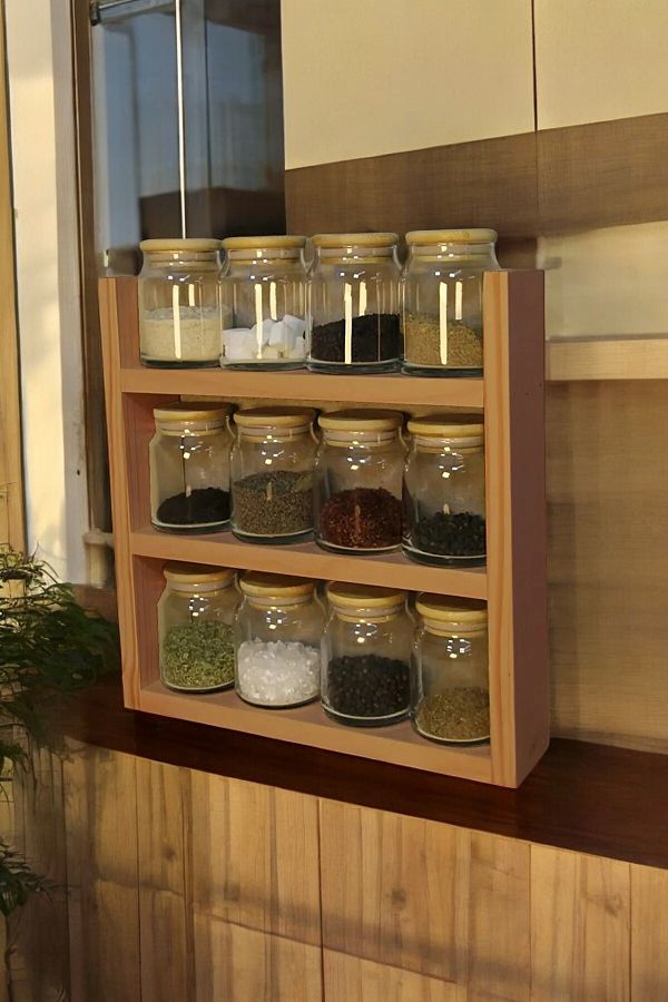 Wooden spice rack stand best sale