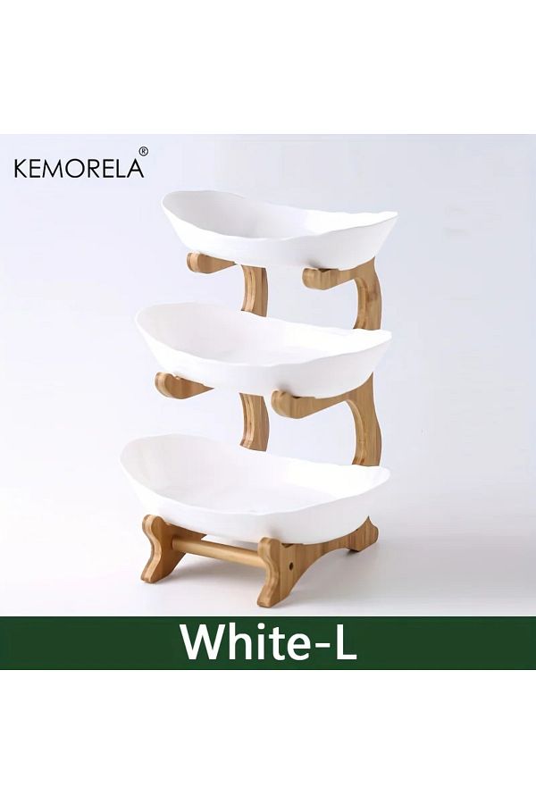 Choice-Double/Three layer Modern Wooden Living Room Multi-layer Snack Net Plastic Fruit Plate Wooden Thr... 1