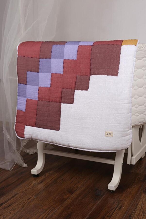 LUCKKA %100 Pamuk Bebek Müslin Yorgan - Oyun Matı El Işlemeli 70x100 Cm - Ztd100