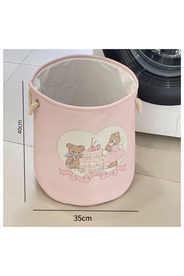Choice-Large Pink Laundry Basket Kids Toys Storage Basket with Handles Fabric Foldable Cute Cartoon Cast... 1