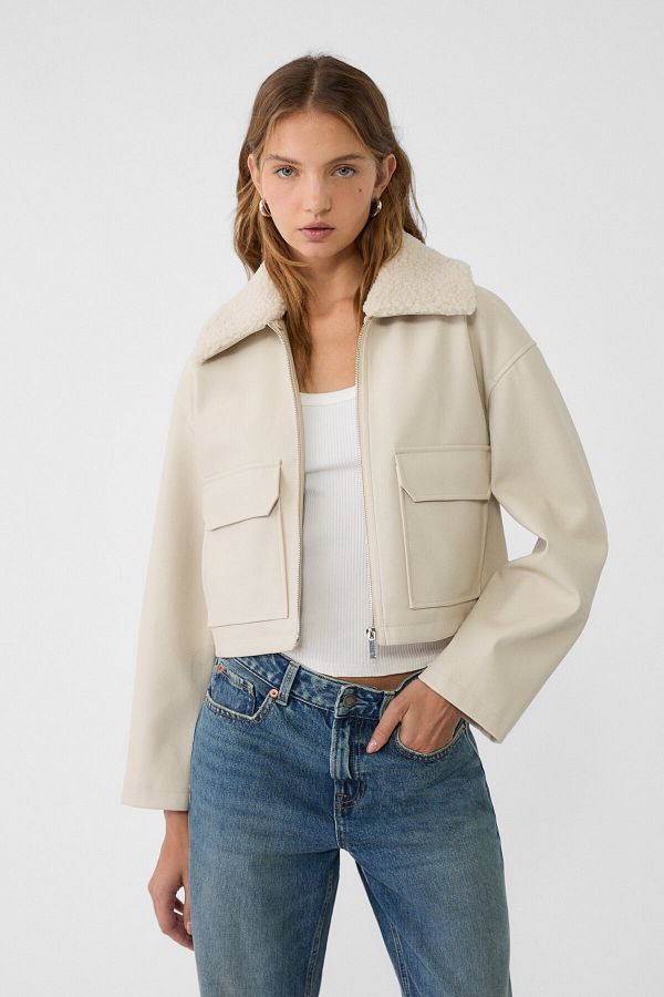 Stradivarius shearling jacket sale