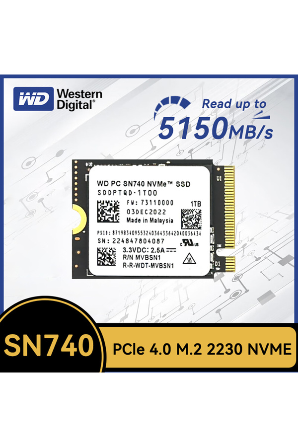 WESTERN DIGITAL WD SN740 2TB 1TB SSD M.2 2230 Gen4 PCIe 4.0 WESTERN DIGITAL WD SN740 2TB 1TB SSD M.2 2230 Gen4 PCIe 4.0