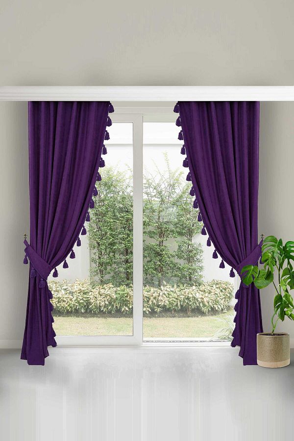 Aisha's Design-Tassel Edged Background Curtain,Pr-1B 1