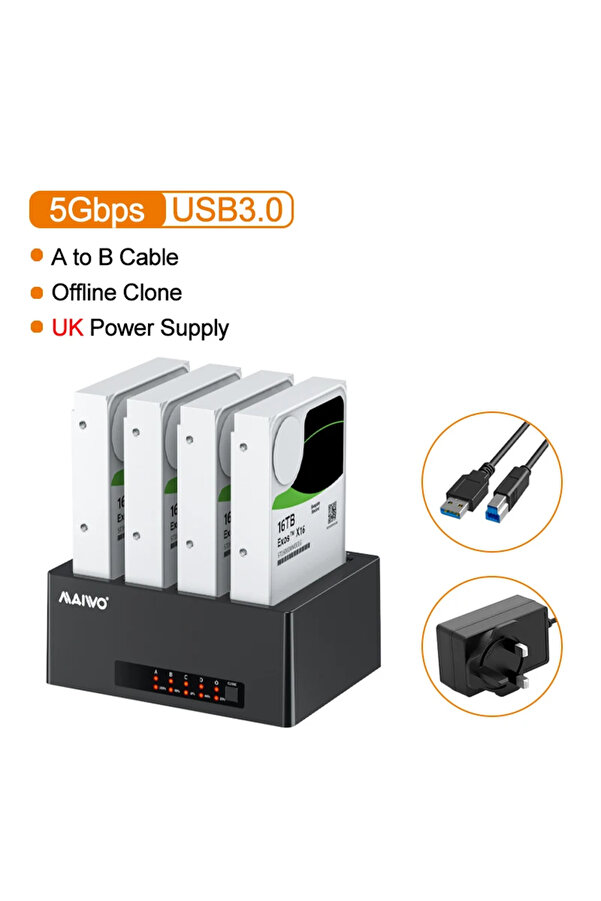 Choice MAIWO 4 Bay Hard Drive Enclosure USB3.0 HDD Enclosure Support 2.