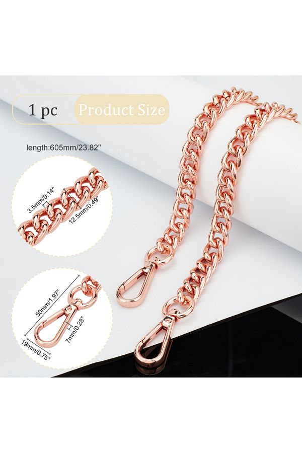 Choice 23.8 Flat Chain Strap Rose Gold Shoulder Bag Chain Strap Aluminum Purse Chain Replacement Chunky. Trendyol