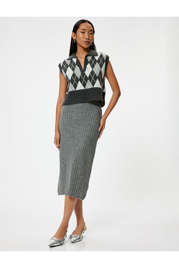 Grey pencil skirt midi outlet