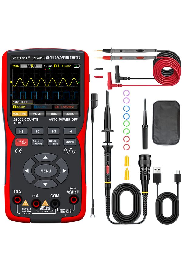 ZOYI-ZT-703S ZT-703S 3 in 1 Handheld Oscilloscope Automotive Dual Channel 50MHz with Digital Multimeter a 1