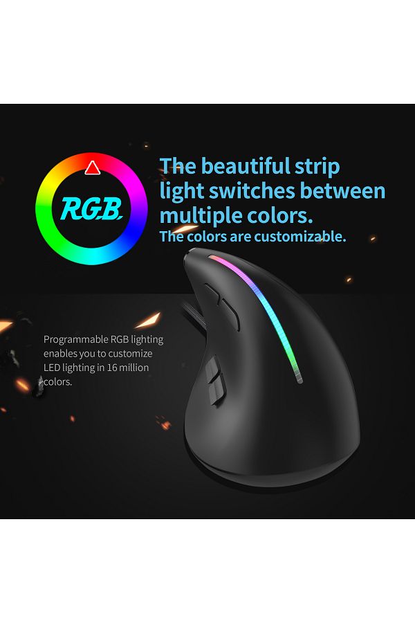 Choice-Jomaa Wired Gaming Mouse RGB Vertical Ergonomic Mice 9 Button Programmable 12800 DPI Mouse for Ga... 1
