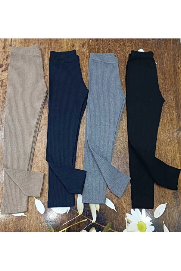 Dastini Fitilli Şardonlu Çocuk Tayt 4'lü Takım