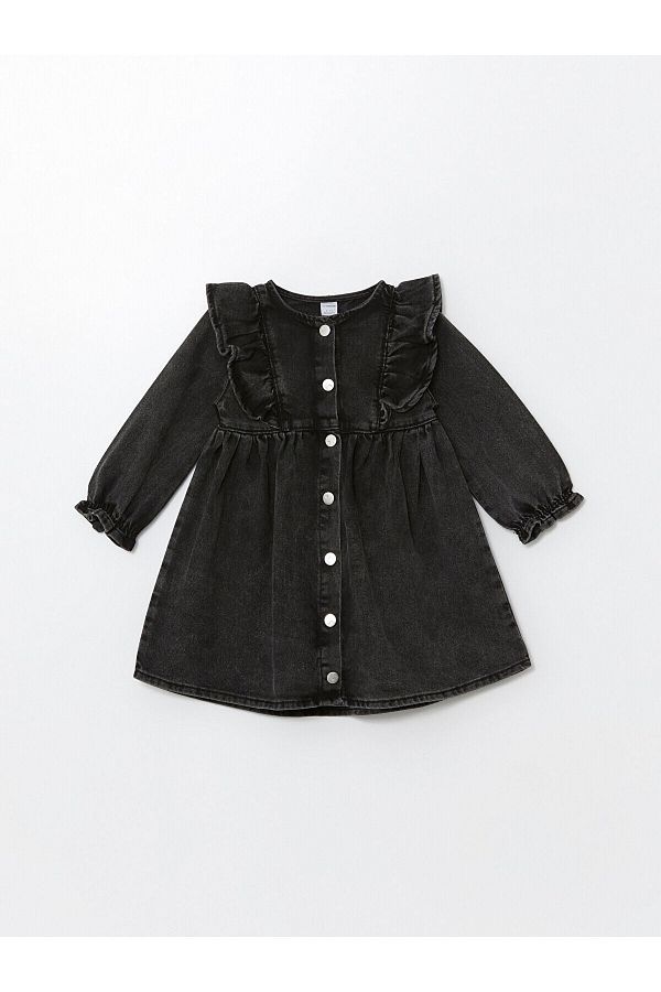 LC Waikiki-Lcw Basic Long Sleeve Girl's Jean Dress 1