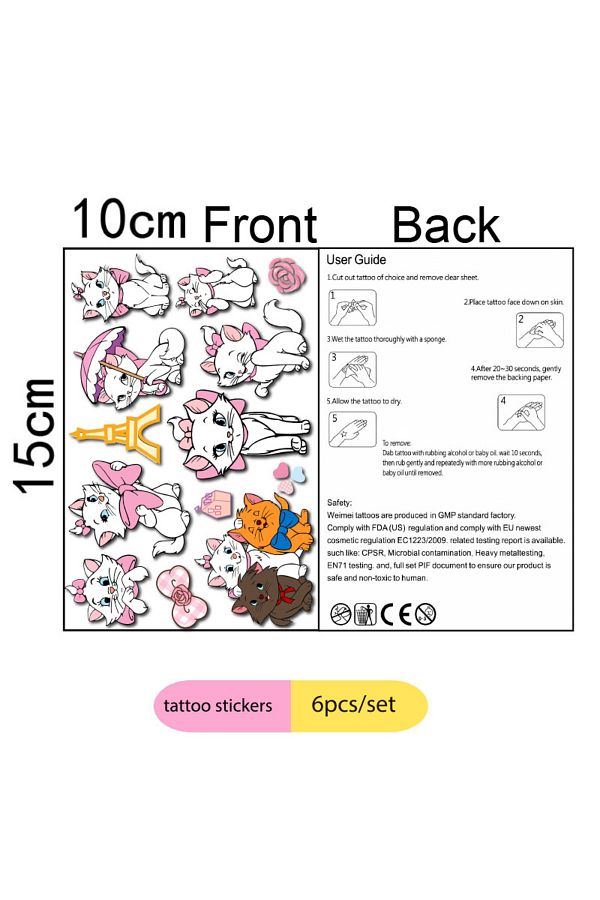 Choice-The Aristocats Marie Cat Disney Temporary Tattoos for Kids Cartoon Tattoo Stickers for Girls Boys... 1