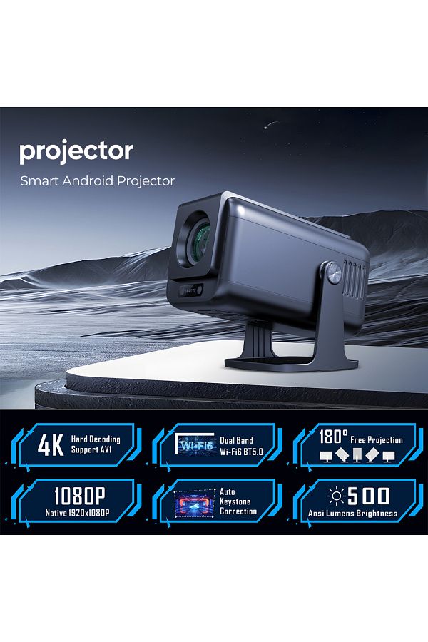 Choice-WUDUNG V1 Smart Projector 4K 1080P 500ANSI Android13 Media Center Amlogic 950S Quad Cortex-A53 Wi... 1