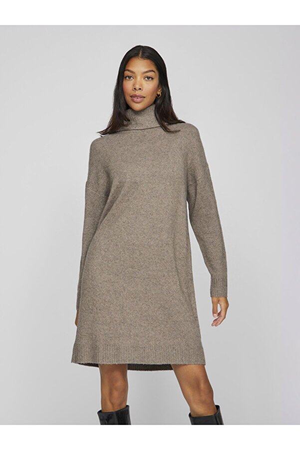 Rollkragen Maxi Strickkleid Damen Plus Gestreiftes Rollkragen