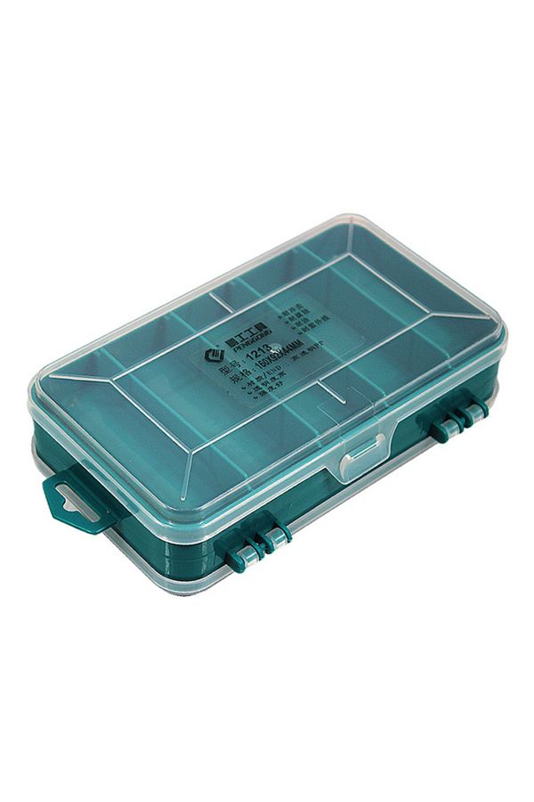 VKTECH-Green Double-side Hardware Organizer Box Multifunctional Plastic Storage Tool Case Rectangle Box Cas 1