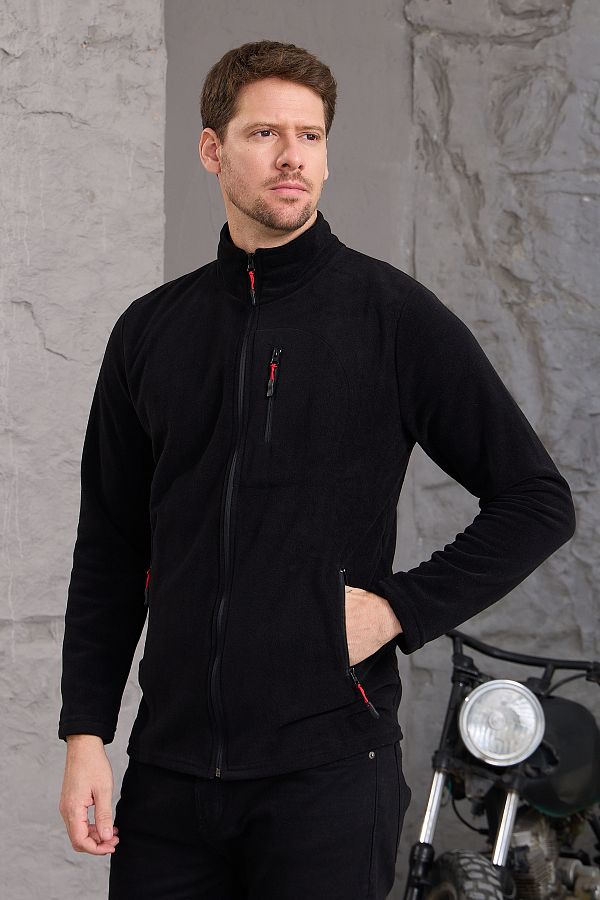 COMB NE M CHA L Men s Winter Black Fleece Jacket Thick Zipper and Cotton Trendyol