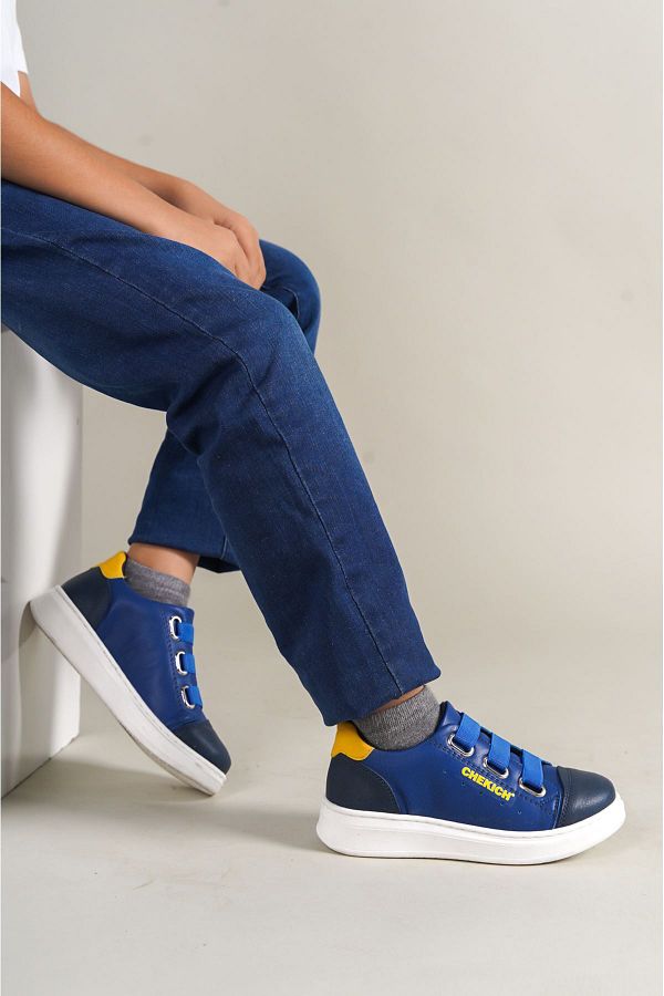 Cream 1007 Montana Children s Shoes Navy Blue Blue Yellow Trendyol