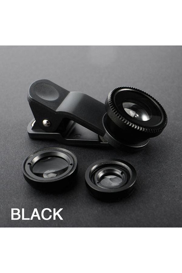 Choice-Black Universal 3 In 1 Fish Eye Lens Wide Angle Macro Smartphone Fisheye Lens Zoom For Iphone Samsun 1